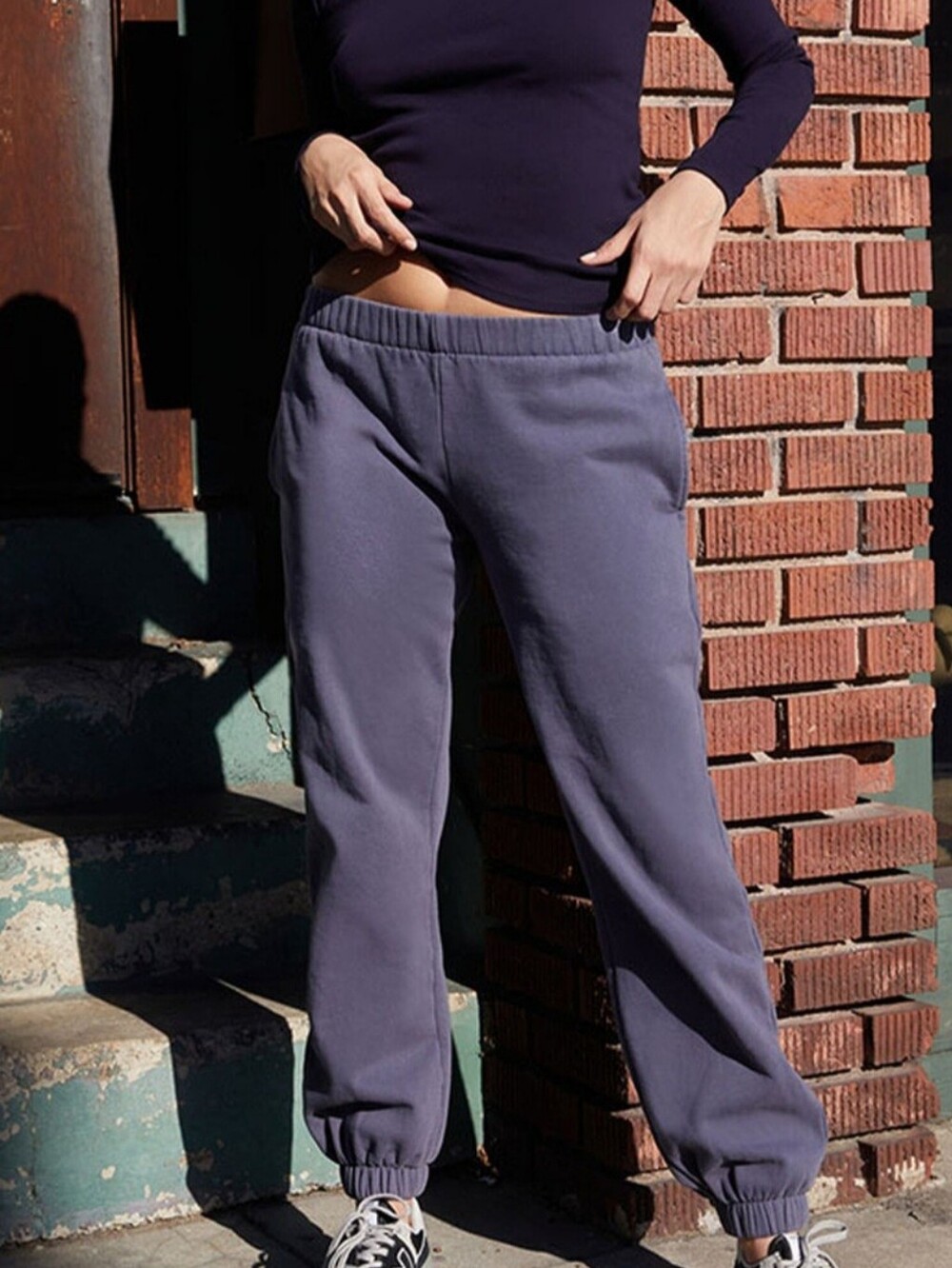 Brandy Melville Navy Rosa Fleece Joggers - Vintage